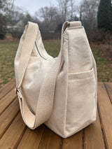 South Creek Hobo Bag Natural 15oz Canvas with Natural Cotton Webbing Strap SquiresCanvasCreations.com