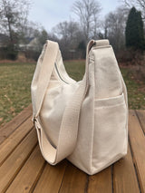 South Creek Hobo Bag Natural 15oz Canvas with Natural Cotton Webbing Strap SquiresCanvasCreations.com