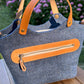 Mid Blue Twill with South Street Wheat Leather and Antique Brass Hardware and Antique Brass Hardware Mazie Handbag squirescanvascreatons.com