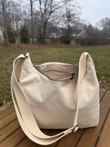 South Creek Hobo Bag Natural 15oz Canvas with Natural Cotton Webbing Strap SquiresCanvasCreations.com