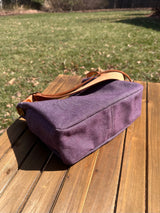 South Creek Hobo bag Plum Army Duck Canvas with Cognac Leather Strap