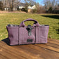 Plum Army Duck Canvas with Crazy Horse Black Leather and Gunmetal Hardware Waterman Tote squirescanvascreations.com