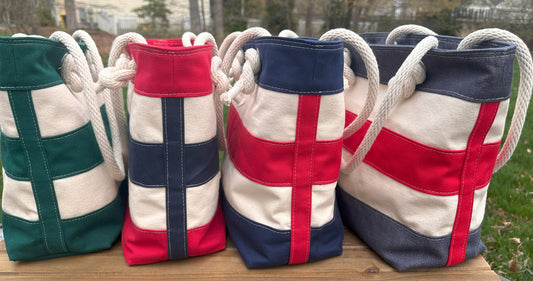 Red and Blue Stripe Dockside Pouch squirescanvascreations.com