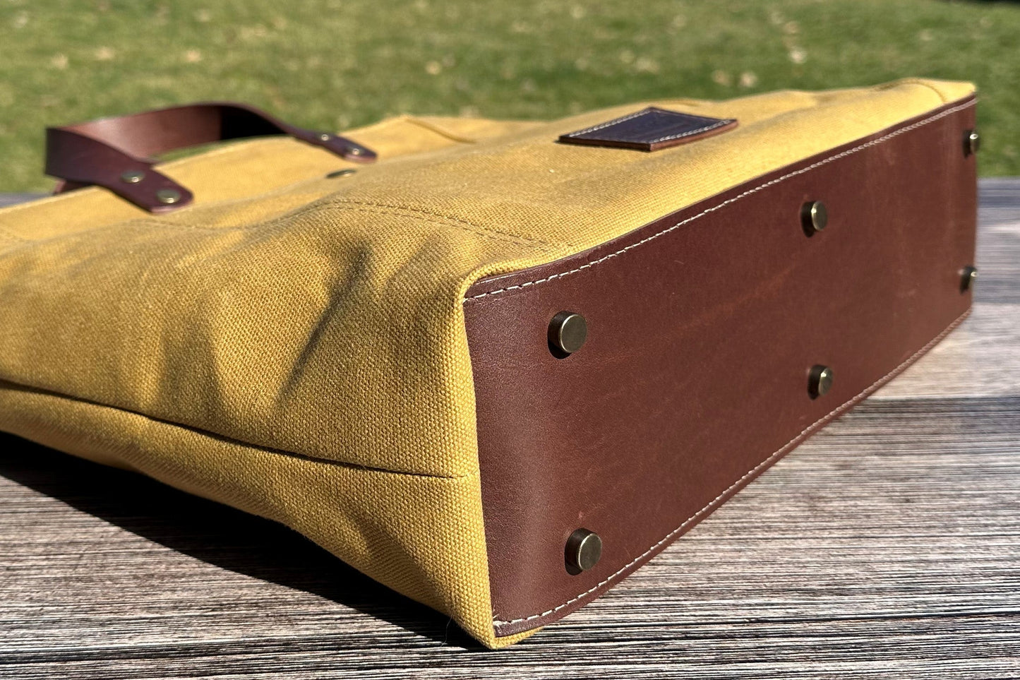 Sandstone Hybrid Waxed Canvas Oxford Tote squirescanvascreations
