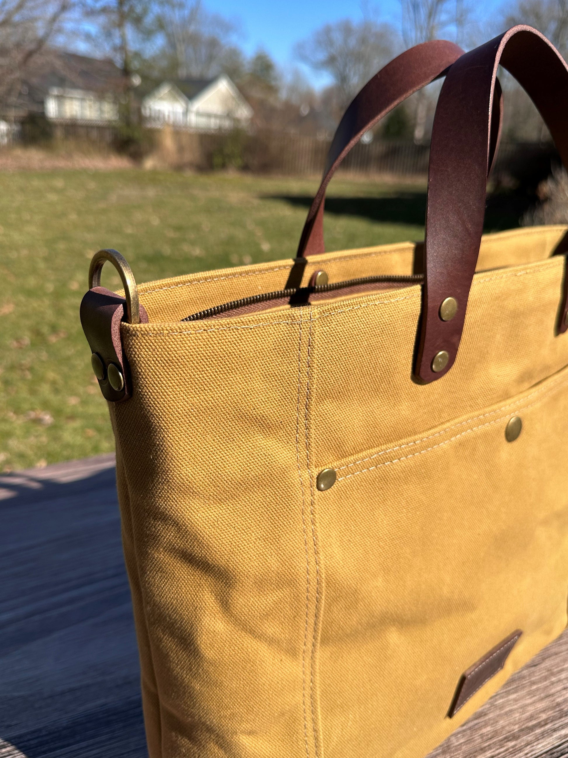 Sandstone Hybrid Waxed Canvas Oxford Tote squirescanvascreations