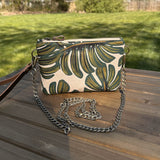 Monstera Rifle Paper Co Canvas with Antique Brass Chain Strap and Hardware Downtown Convertible Bag squirescanvascreations.com