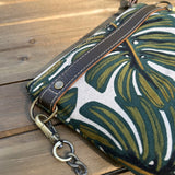 Monstera Rifle Paper Co Canvas with Antique Brass Chain Strap and Hardware Downtown Convertible Bag squirescanvascreations.com