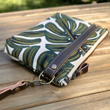 Monstera Rifle Paper Co Canvas with Antique Brass Chain Strap and Hardware Downtown Convertible Bag squirescanvascreations.com