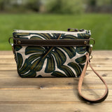 Monstera Rifle Paper Co Canvas with Antique Brass Chain Strap and Hardware Downtown Convertible Bag squirescanvascreations.com