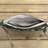 Monstera Rifle Paper Co Canvas with Antique Brass Chain Strap and Hardware Downtown Convertible Bag squirescanvascreations.com