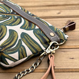 Monstera Rifle Paper Co Canvas with Antique Brass Chain Strap and Hardware Downtown Convertible Bag squirescanvascreations.com