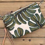 Monstera Rifle Paper Co Canvas with Antique Brass Chain Strap and Hardware Downtown Convertible Bag squirescanvascreations.com