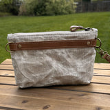 Aspen Waxed Linen with Antique Brass Chain Strap and Hardware Downtown Convertible Bag squirescanvascreations.com