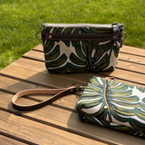 Monstera Rifle Paper Co Canvas with Antique Brass Chain Strap and Hardware  Downtown Convertible Bag squirescanvascreations.com