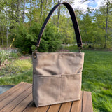 Saddle Stone Washed Canvas with Solid Brass Hardware Mini Harborside Hobo Bag squirescanvascreations.com
