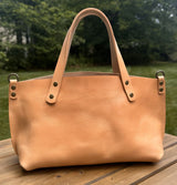 Leather Herrington Handbag Splenda Natural Leather and Splenda Natural Leather handles with Antique Brass Hardware squirescanvascreations.com