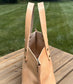 Leather Herrington Handbag Splenda Natural Leather and Splenda Natural Leather handles with Antique Brass Hardware squirescanvascreations.com