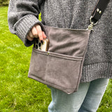 Army Duck Peppercorn Canvas with Solid Brass Hardware Mini Harborside Hobo Bag squirescanvascreations.com