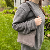 Army Duck Peppercorn Canvas with Solid Brass Hardware Mini Harborside Hobo Bag squirescanvascreations.com