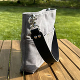 Grey Stone Washed Canvas with Solid Brass Hardware Mini Harborside Hobo Bag squirescanvascreations.com