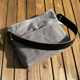 Army Duck Peppercorn Canvas with Solid Brass Hardware Mini Harborside Hobo Bag squirescanvascreations.com