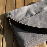 Grey Stone Washed Canvas with Solid Brass Hardware Mini Harborside Hobo Bag squirescanvascreations.com