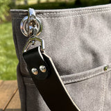 Grey Stone Washed Canvas with Solid Brass Hardware Mini Harborside Hobo Bag squirescanvascreations.com