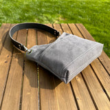 Army Duck Peppercorn Canvas with Solid Brass Hardware Mini Harborside Hobo Bag squirescanvascreations.com