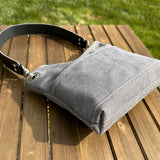 Grey Stone Washed Canvas with Solid Brass Hardware Mini Harborside Hobo Bag squirescanvascreations.com