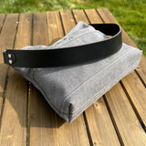 Grey Stone Washed Canvas with Solid Brass Hardware Mini Harborside Hobo Bag squirescanvascreations.com