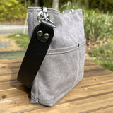 Grey Stone Washed Canvas with Solid Brass Hardware Mini Harborside Hobo Bag squirescanvascreations.com
