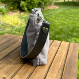 Army Duck Peppercorn Canvas with Solid Brass Hardware Mini Harborside Hobo Bag squirescanvascreations.com