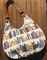 Compass Rose Shoulder Bag Rifle Paper Co. Curio Book Club Linen Unbleached Canvas Metallic with Vachetta Leather in Biscuit SquiresCanvasCreations.com