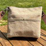 Saddle Stone Washed Canvas with Solid Brass Hardware Mini Harborside Hobo Bag squirescanvascreations.com