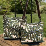 Monstera Rifle Paper Co Canvas with Solid Brass Hardware Mini Harborside Hobo Bag squirescanvascreations.com