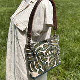 Monstera Rifle Paper Co Canvas with Solid Brass Hardware Mini Harborside Hobo Bag squirescanvascreations.com