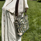 Monstera Rifle Paper Co Canvas with Solid Brass Hardware Mini Harborside Hobo Bag squirescanvascreations.com