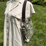 Monstera Rifle Paper Co Canvas with Solid Brass Hardware Mini Harborside Hobo Bag squirescanvascreations.com