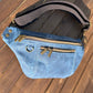 Blue Waxed Canvas Antique Brass Hardware Jib Hip Bag Sling squirescanvascreations.com