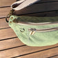 Sage Green Waxed Canvas Antique Brass Hardware Jib Hip Bag Sling squirescanvascreations.com