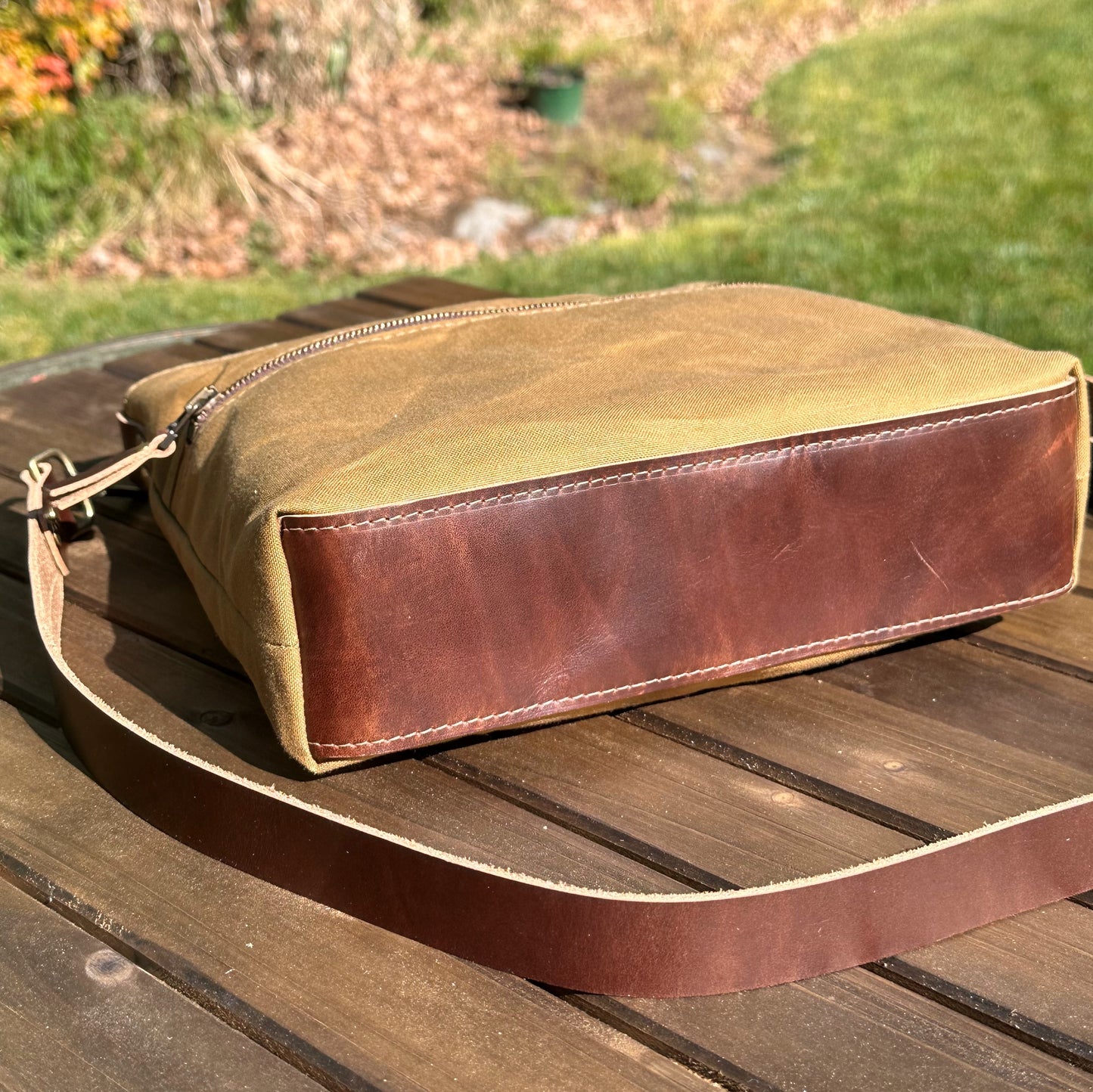 Hybrid Tan Waxed Canvas with Antique Brass Hardware Bayside Hobo Bag squirescanvascreations