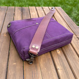 Army Duck Plum Canvas with Solid Brass Hardware Mini Harborside Hobo Bag squirescanvascreations.com
