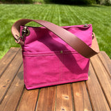 Army Duck Bodacious Pink Canvas with Solid Brass Hardware Mini Harborside Hobo Bag squirescanvascreations.com