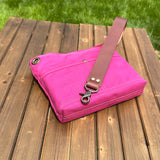 Army Duck Bodacious Pink Canvas with Solid Brass Hardware Mini Harborside Hobo Bag squirescanvascreations.com