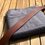 Grey Stone Washed Canvas with Solid Brass Hardware Mini Harborside Hobo Bag squirescanvascreations.com