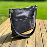 Grey Stone Washed Canvas with Solid Brass Hardware Mini Harborside Hobo Bag squirescanvascreations.com