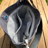Grey Stone Washed Canvas with Solid Brass Hardware Mini Harborside Hobo Bag squirescanvascreations.com