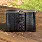 Black Lambskin with Hand Braided detail and Bronze Flip-Lock City Dock Wallet squirescanvascreations.com