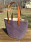 Plum Army Duck Canvas (18oz) Parker Creek Tote with Cognac Splenda Leather and Antique Brass Hardware SquiresCanvasCreations.com