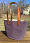 Plum Army Duck Canvas (18oz) Parker Creek Tote with Cognac Splenda Leather and Antique Brass Hardware SquiresCanvasCreations.com